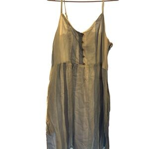 Striped Spaghetti Strap Button-Front Midi Dress in blue and white